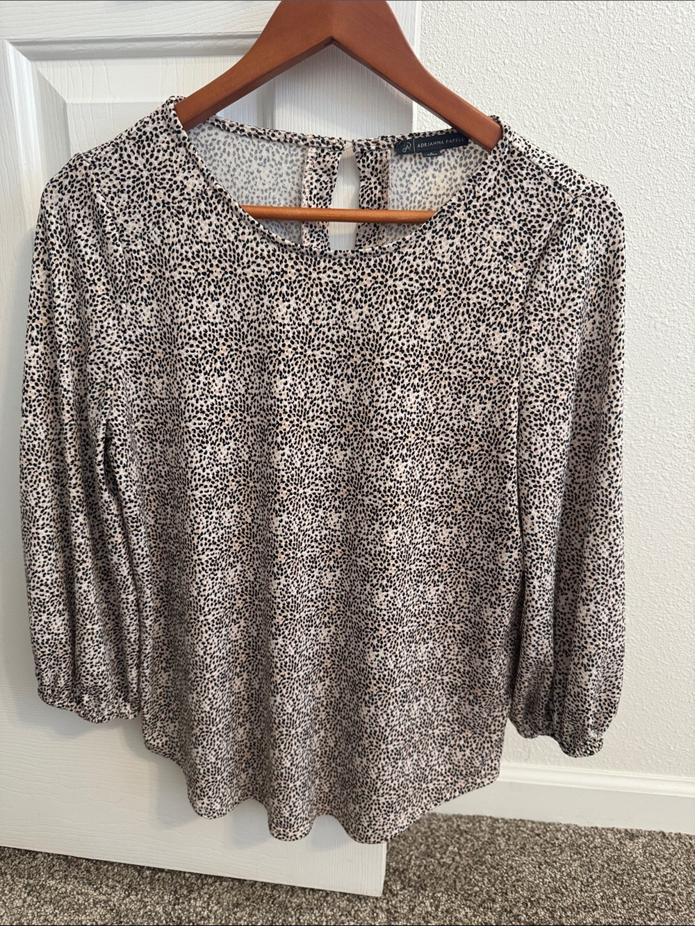 Adrianna Papell Animal Print Long Sleeve Blouse Size Small